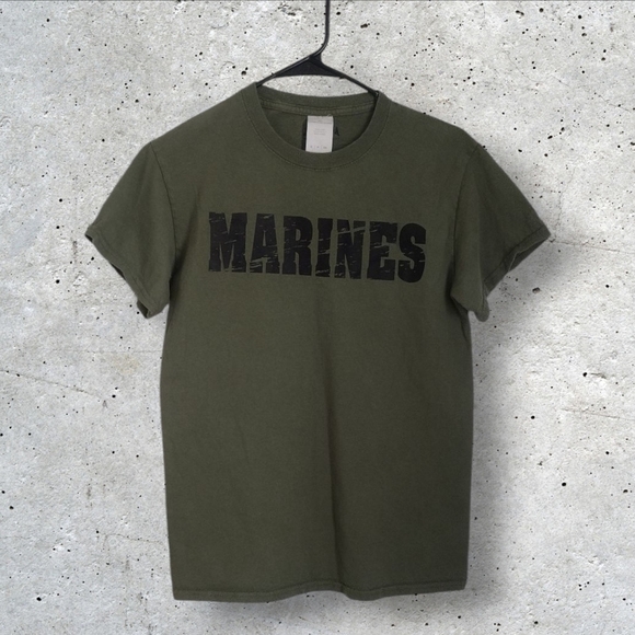 Joes USA Mens Army Green Marines T-Shirt - Picture 1 of 4